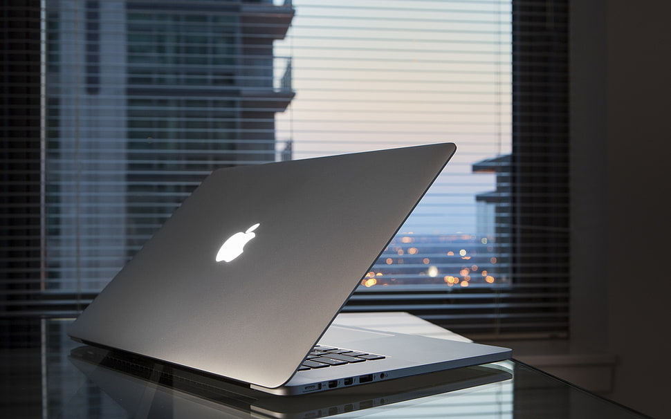 silver MacBook Air HD wallpaper